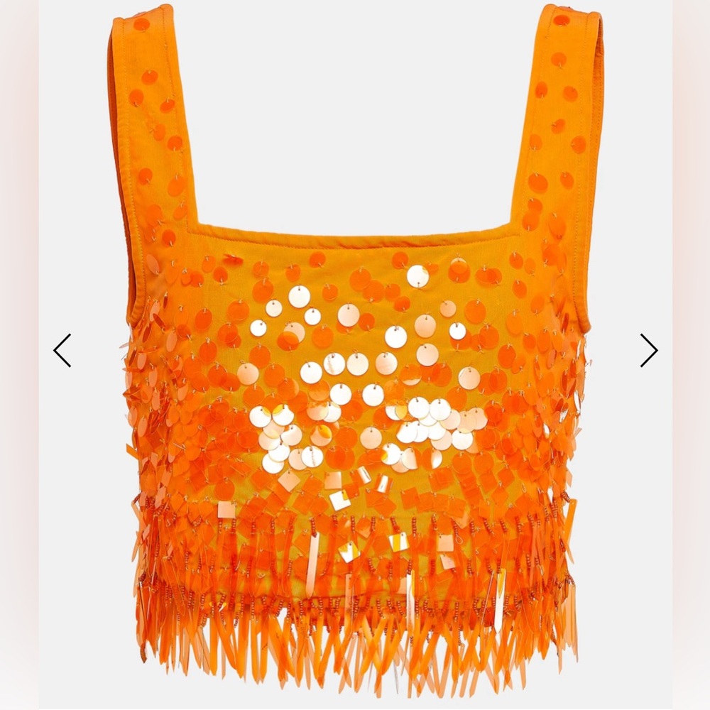 Staud Sequin Orange Jasmin Top